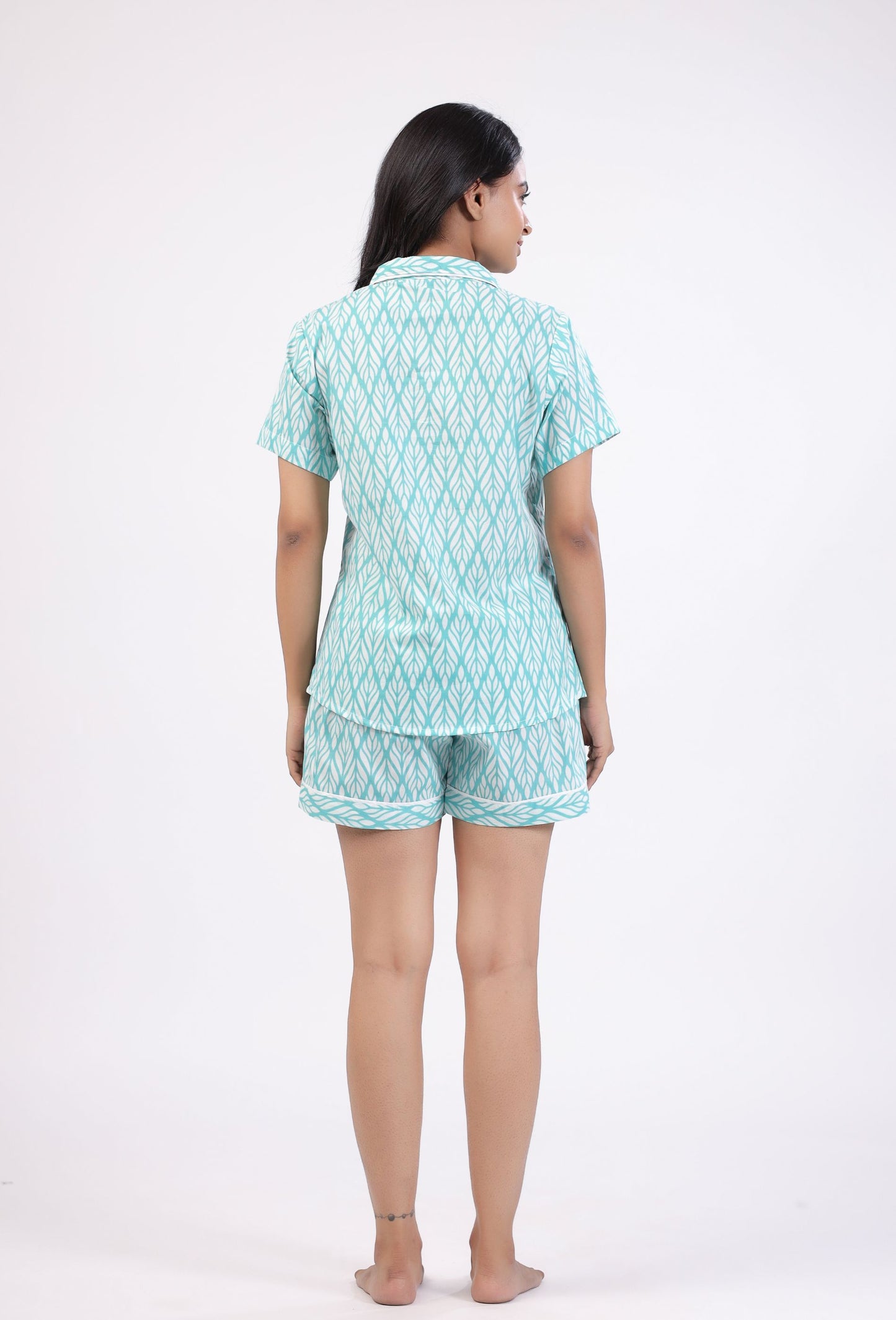 SERENE SLEEPWEAR BLUE PRINTED NIGHT DRESS